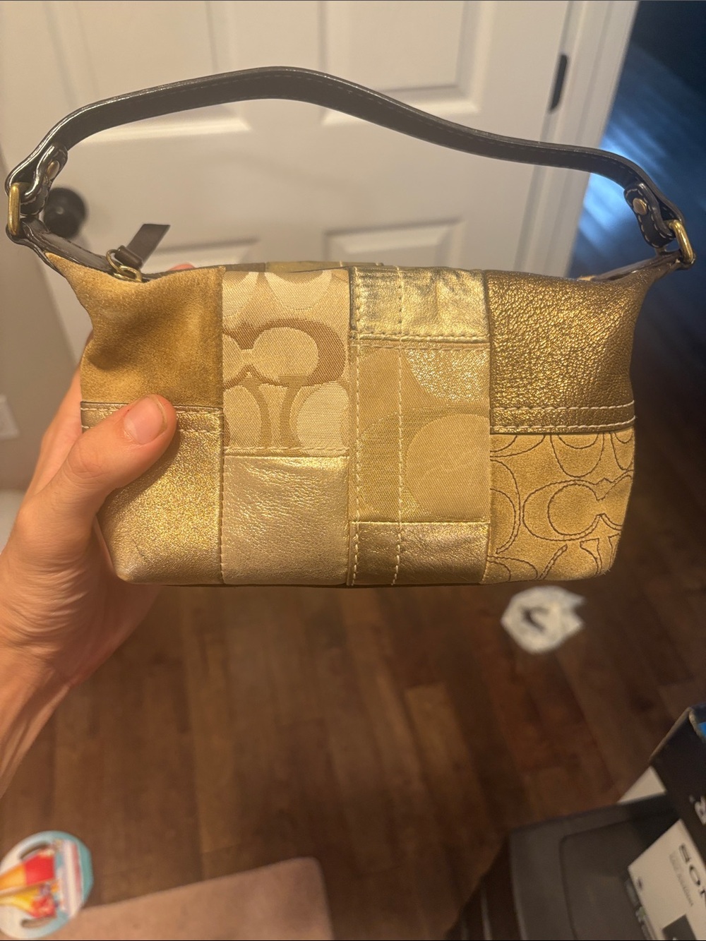 Coach Metallic Gold Patchwork Wristlet